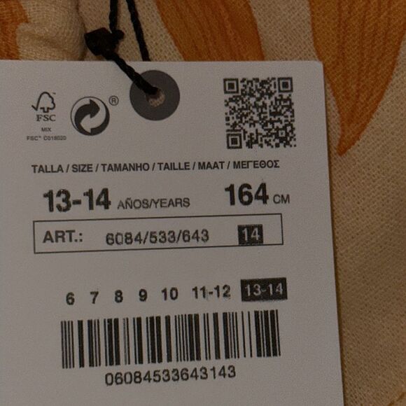 ZARA Kids | Orange | LINEN BLEND CUT OUT LEAF DRESS - Picture 7 of 7